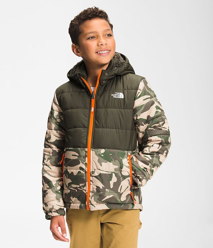 The North Face Jacket Printed Reversible Mount Chimbo Full Zip Hooded Green/Camo - Boys - Thailand NBRWP-2763